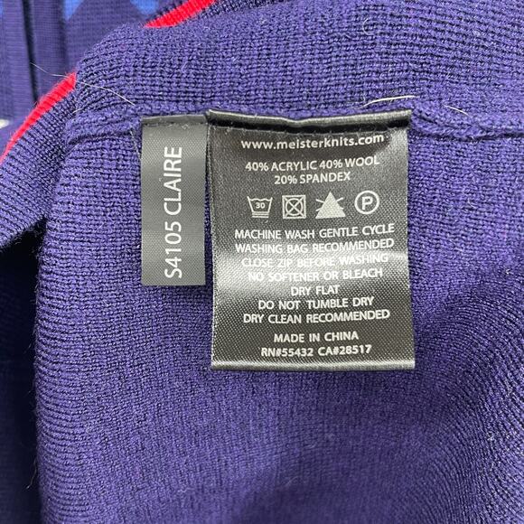 MEISTER Sweater Women S Fair Isle Southwestern Full Zip Cardigan Wool Blend Blue - Picture 11 of 14